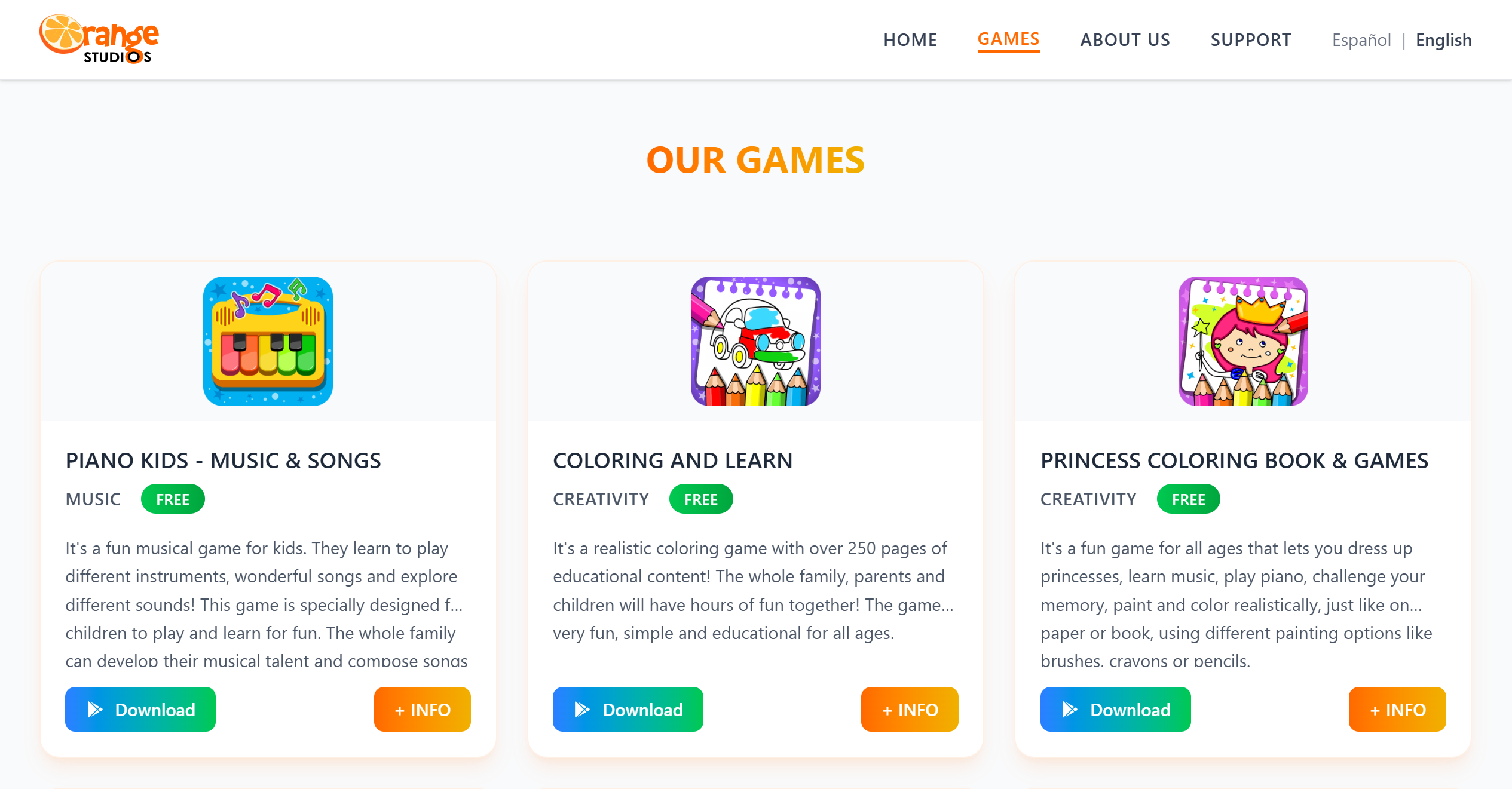 Orange Studio Landing Page