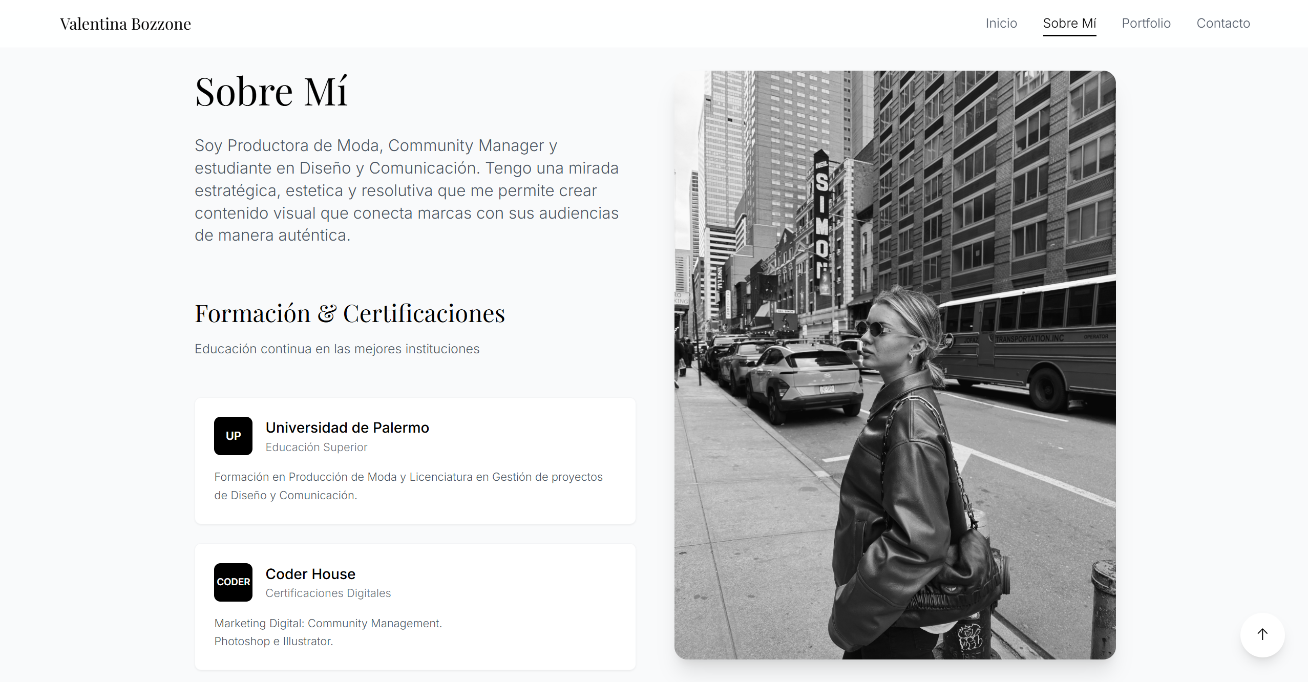 Portfolio Website Valentina Bozzone